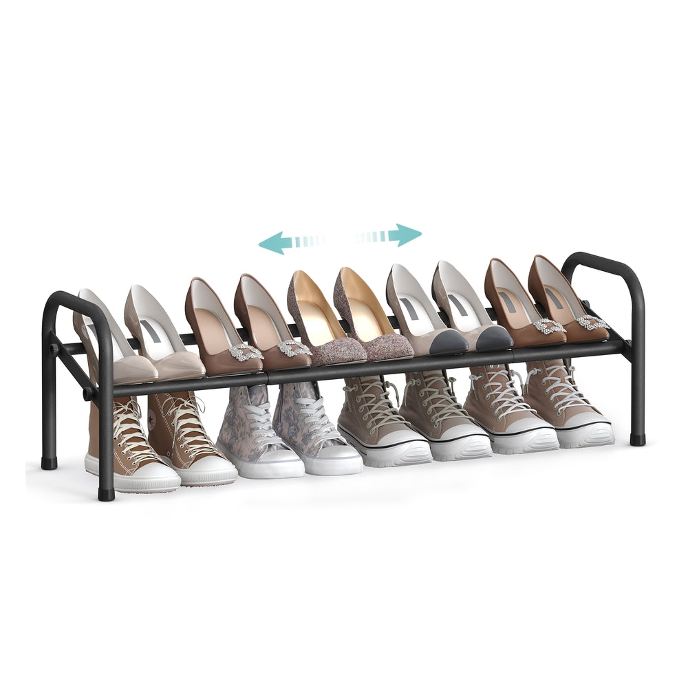 2 Tier Expandable Shoe Rack - Holds Up to 15 Pairs of Shoes - Ink Black - 9"D x 22.8"W x 9.8"H