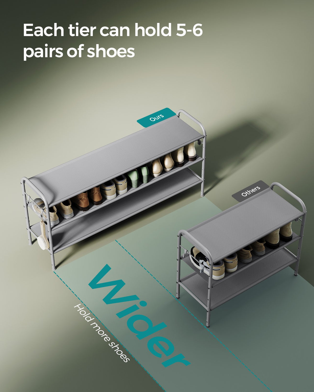 Shoe Organizer - 2-Tier - Height-Adjustable - Holds 12 Pairs