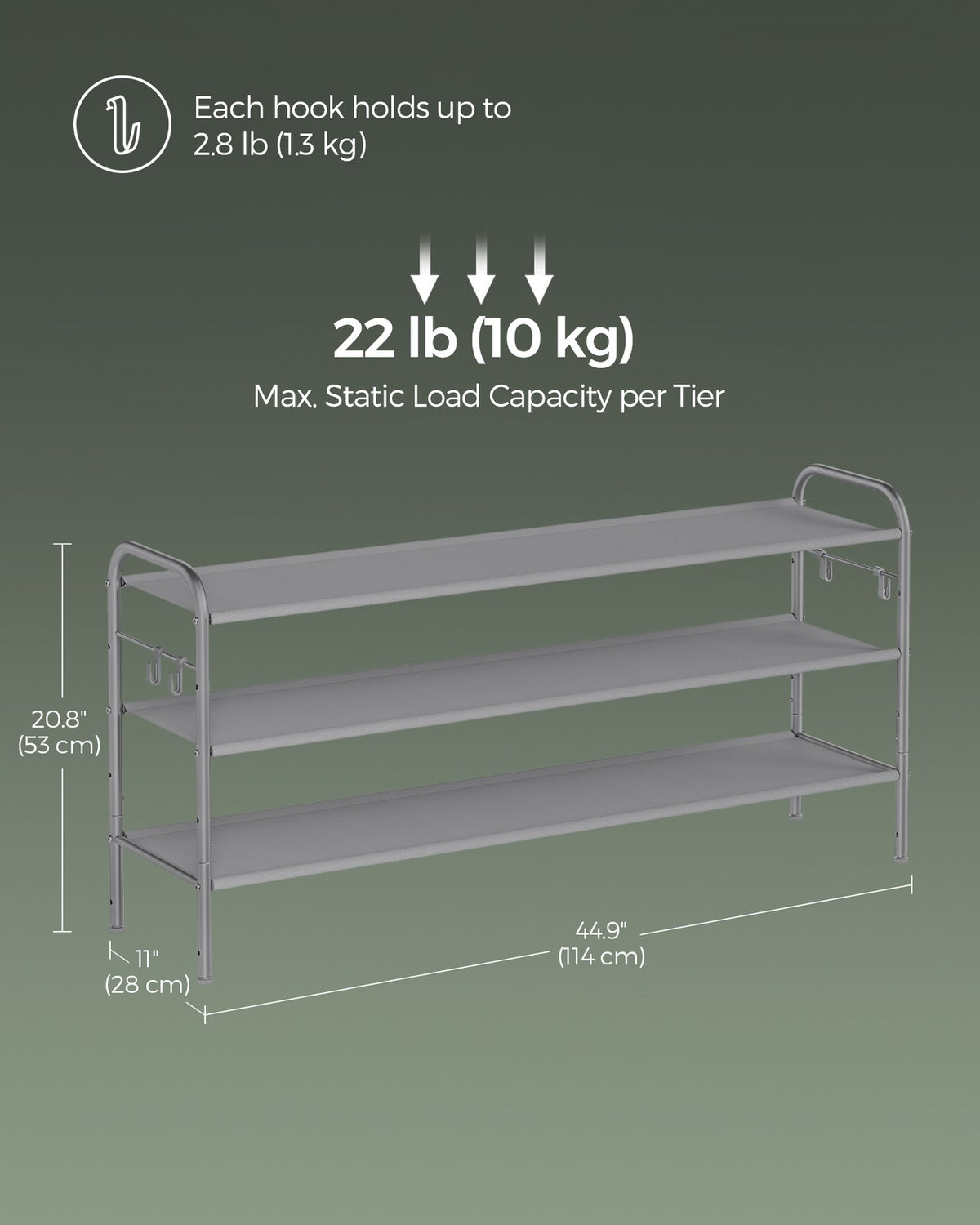 Shoe Organizer - 2-Tier - Height-Adjustable - Holds 12 Pairs