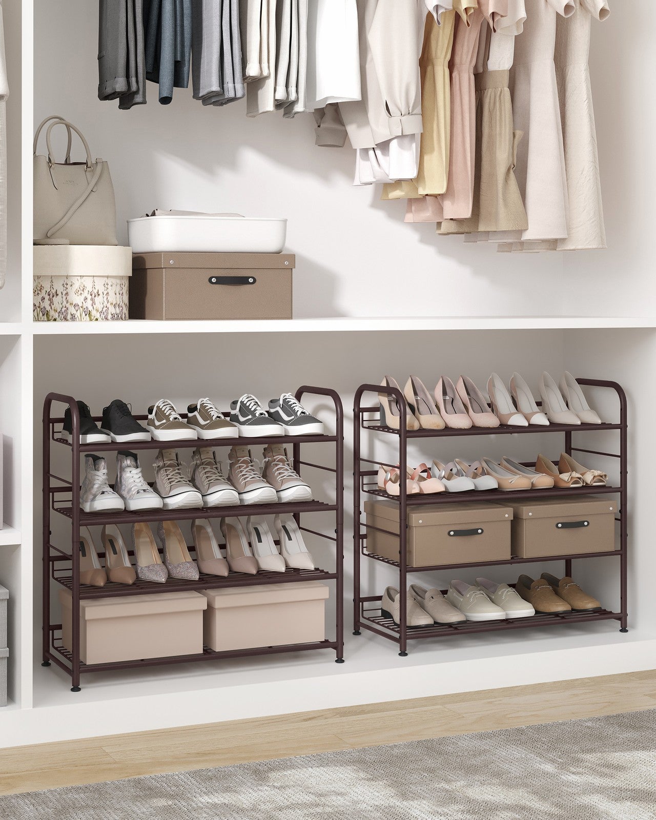 4 Tier Shoe Organizer Holds Up to 16 Pairs of Shoes - Bronze