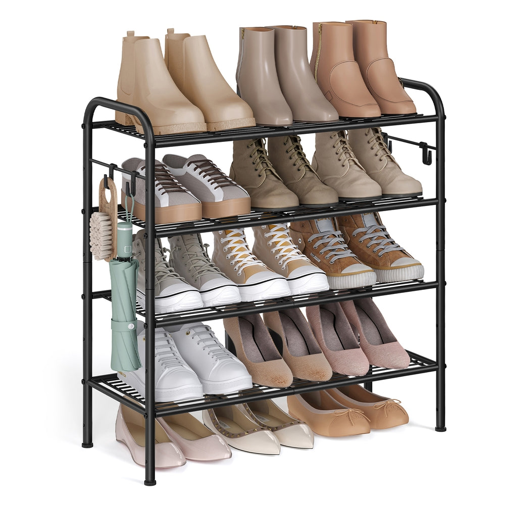 Shoe Rack 4-Tier Shoe Organizer Holds 15 Pairs of Shoes Ink Black - Ink Black - 11"D x 26.7"W x 27.5"H