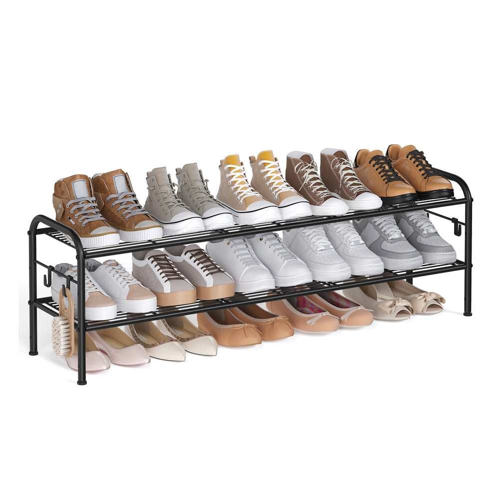 Shoe Rack 4-Tier Shoe Organizer Holds 15 Pairs of Shoes Ink Black - Ink Black - 11"D x 44.9"W x 13.7"H