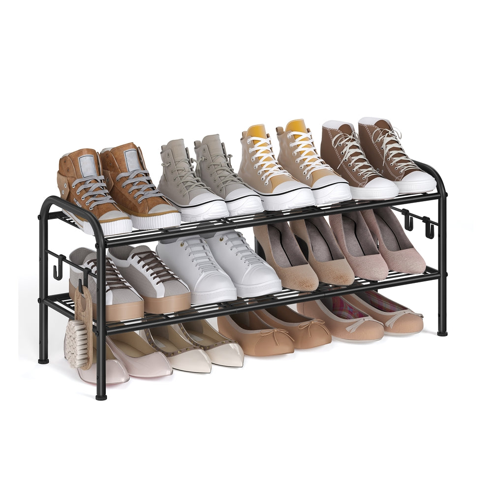 Shoe Rack 4-Tier Shoe Organizer Holds 15 Pairs of Shoes Ink Black - Ink Black - 11"D x 33.5"W x 13.7"H