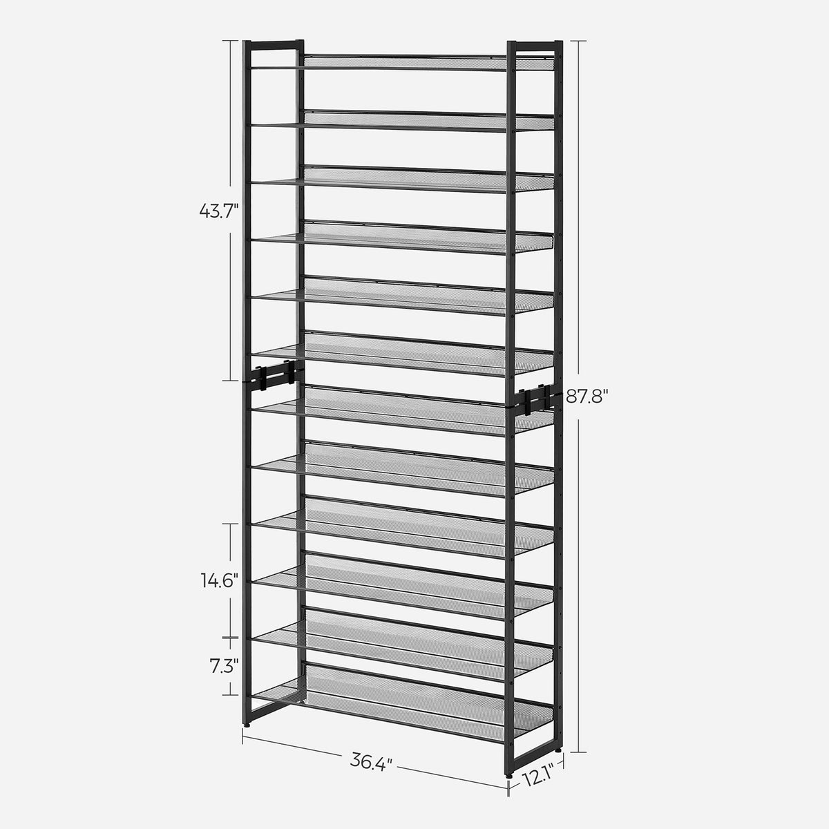 Metal Shoe Storage Organizer - 12-Tier - Holds Up to 60 Pairs