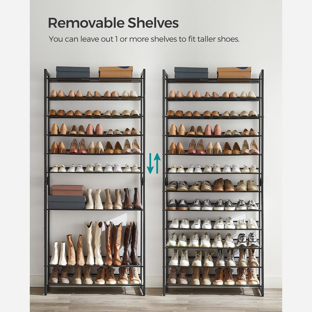 Metal Shoe Storage Organizer - 12-Tier - Holds Up to 60 Pairs