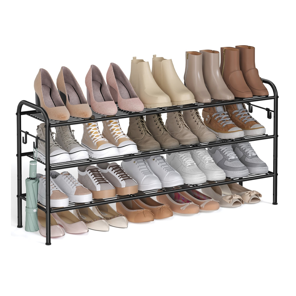 Shoe Rack 4-Tier Shoe Organizer Holds 15 Pairs of Shoes Ink Black - Ink Black - 11"D x 44.9"W x 20.8"H