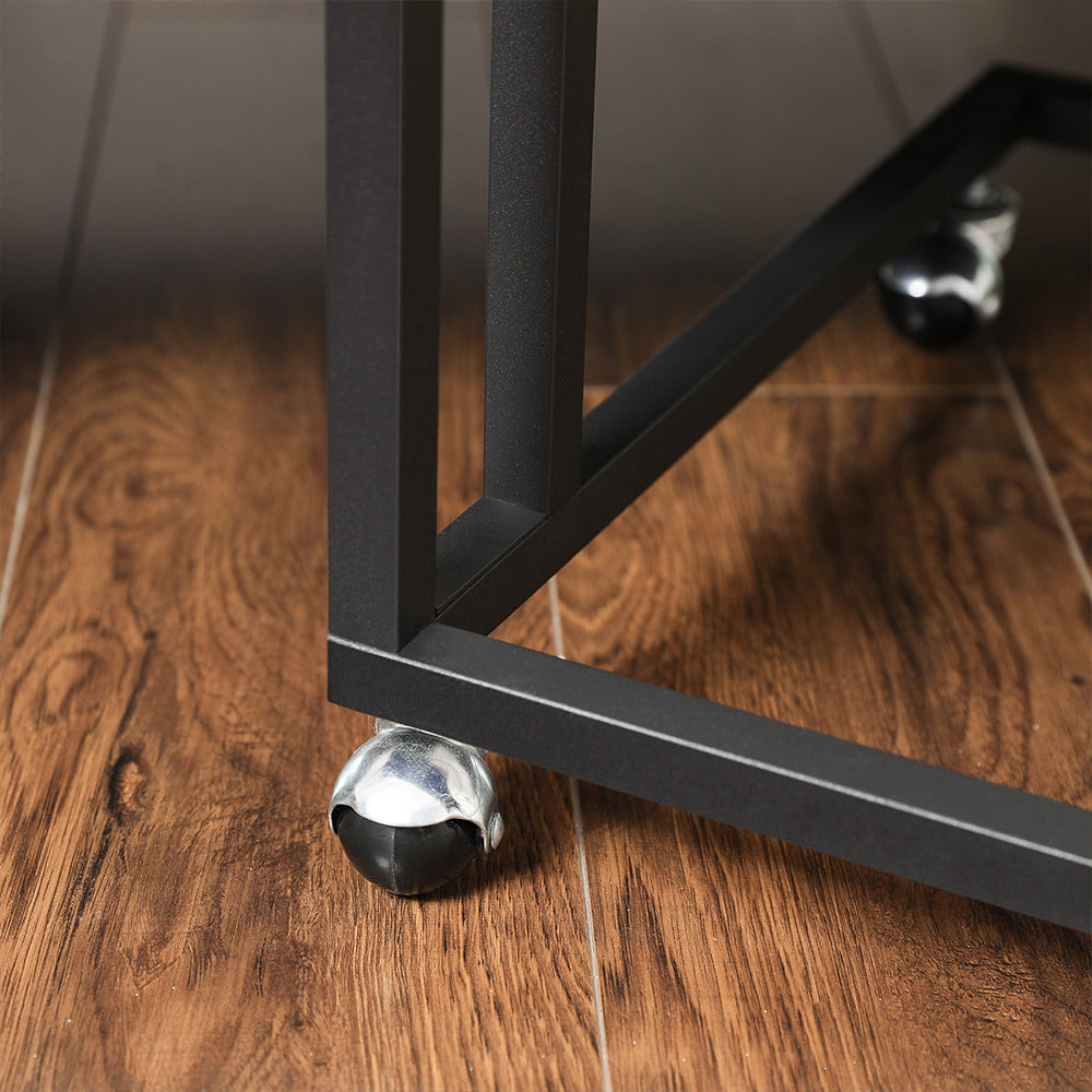 C-Shaped Side Table - Rolling Casters - For Sofa Or Bed