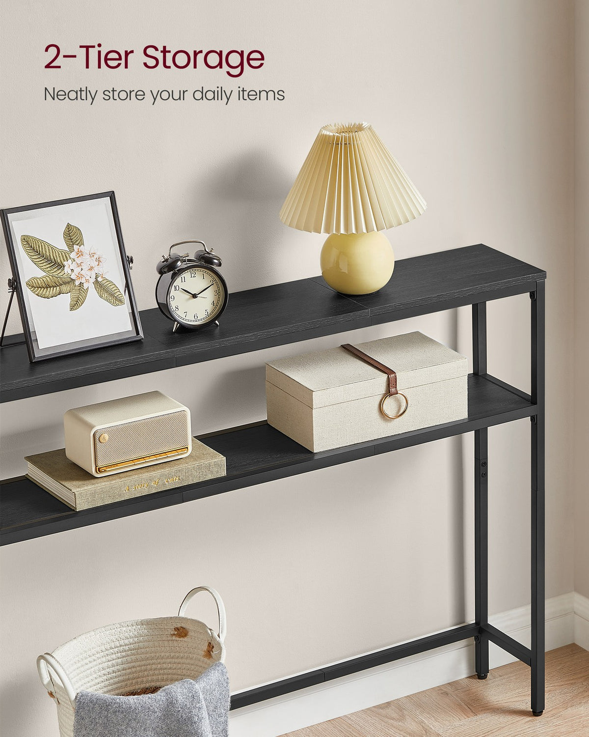Console Table - 2-Tier - Narrow Entryway - 2 Shelves
