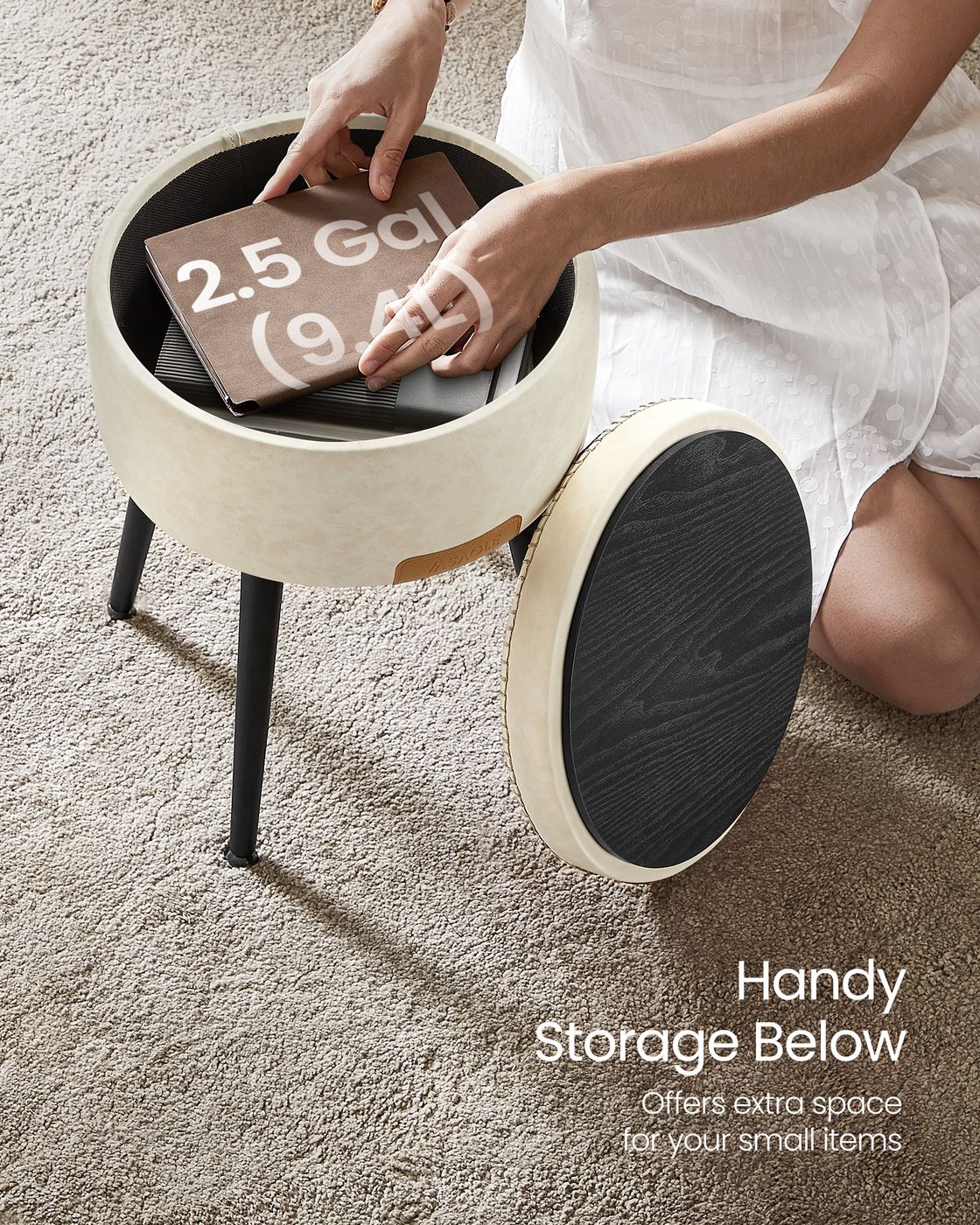 EKHO Collection - Storage Ottoman - Cream White