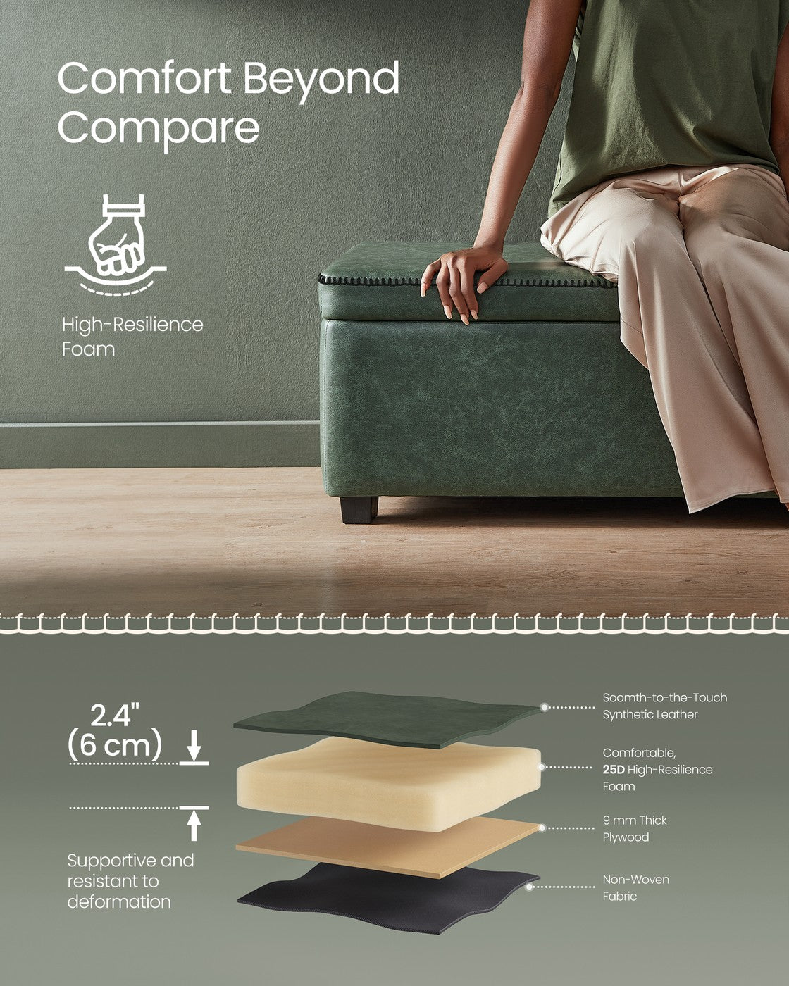 Storage Ottoman Bench - EKHO Collection - 25-Gallon Storage