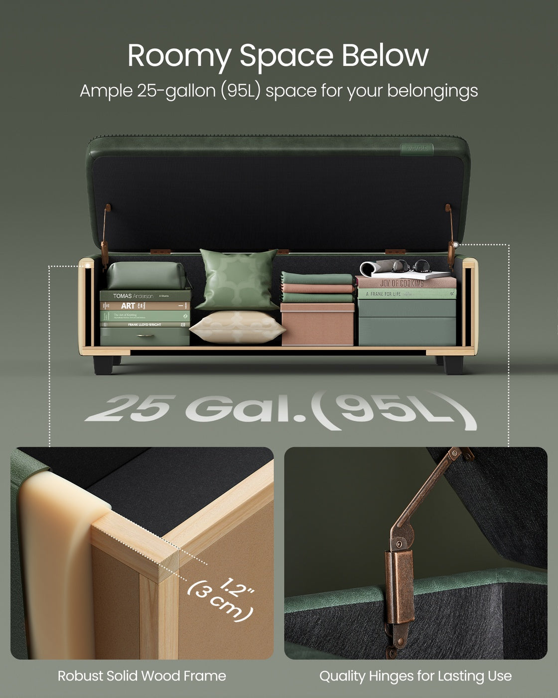 Storage Ottoman Bench - EKHO Collection - 25-Gallon Storage