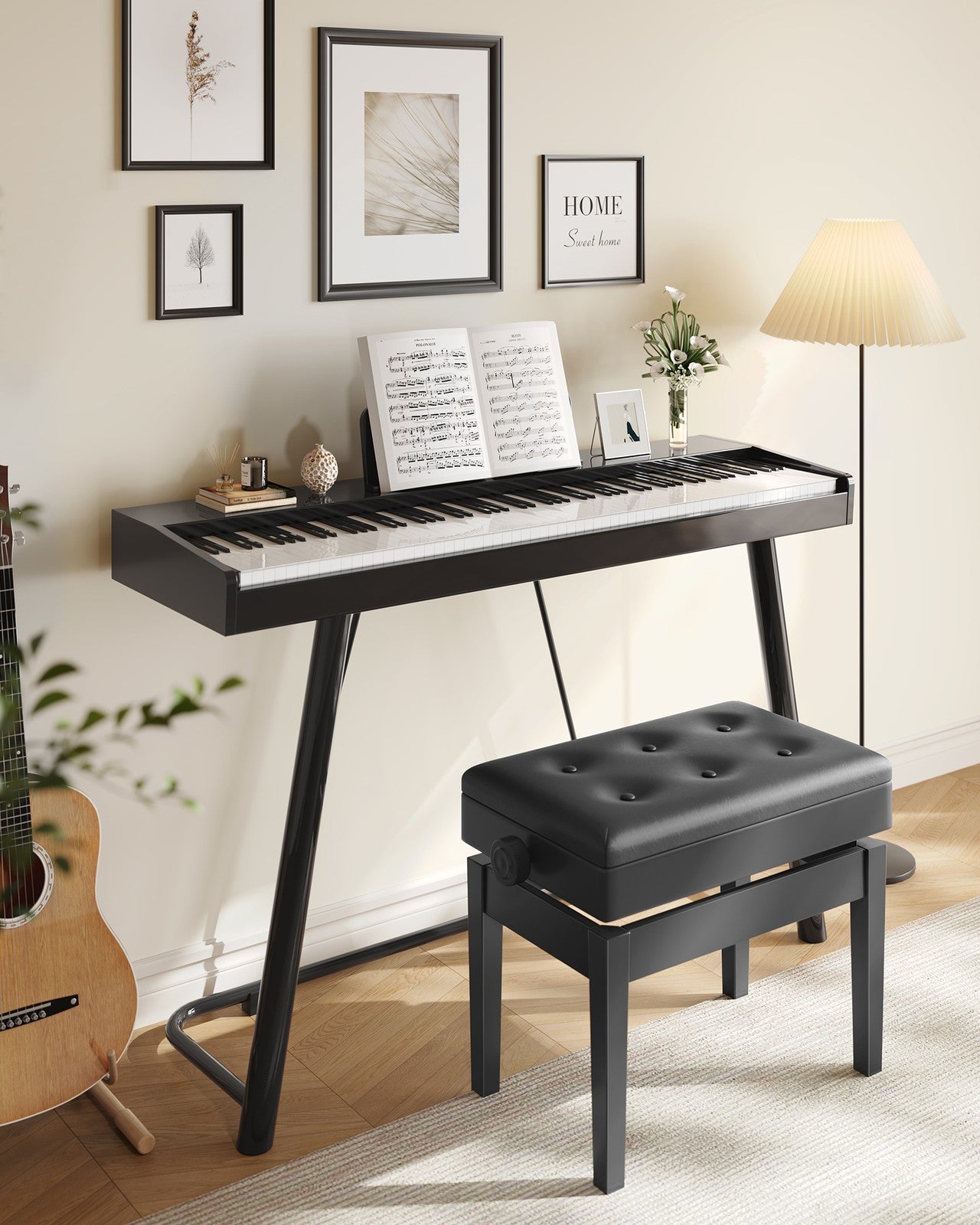 Adjustable Wooden Piano Bench Stool