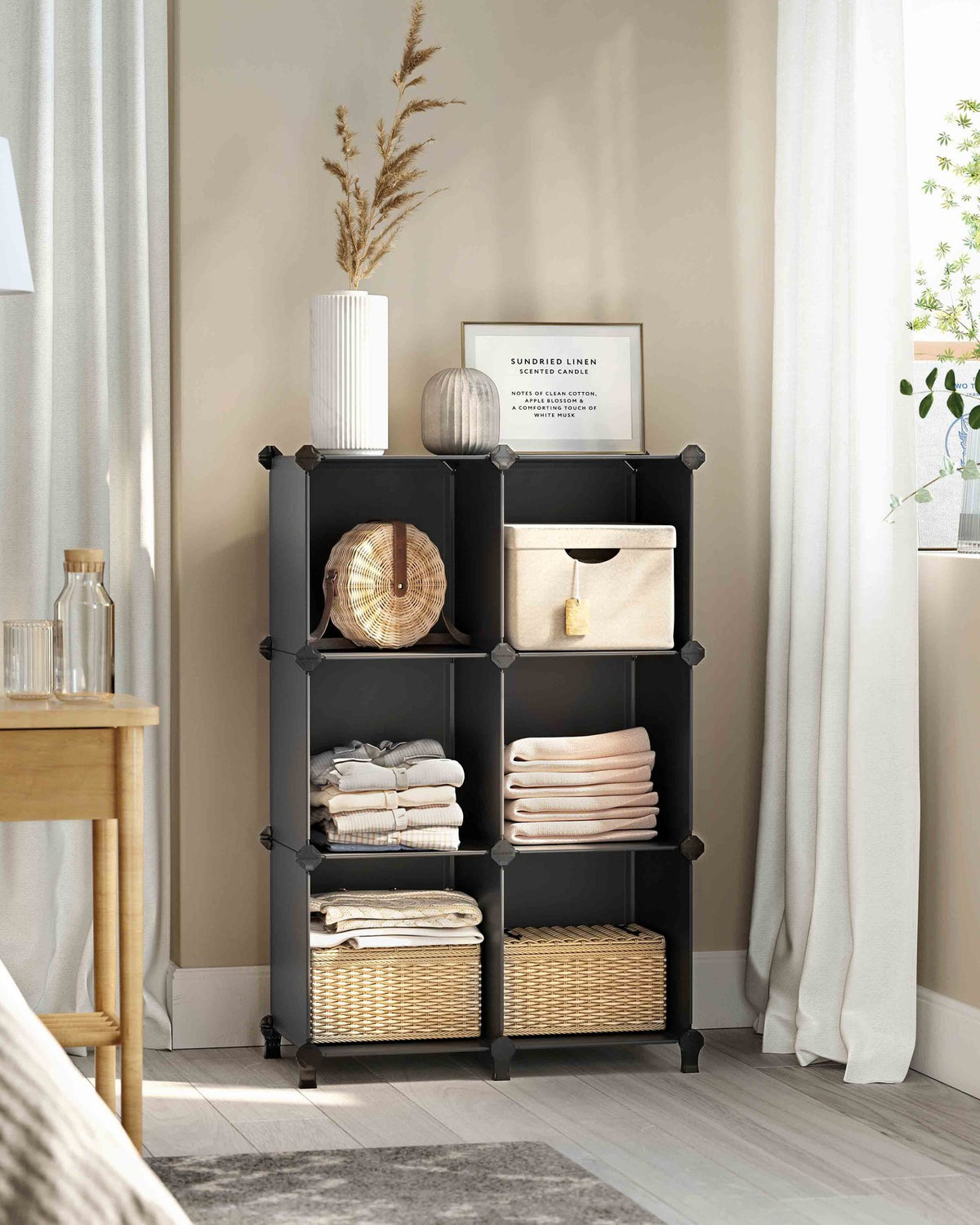 6 Cube Storage Organizer with Feet and Rubber Mallet