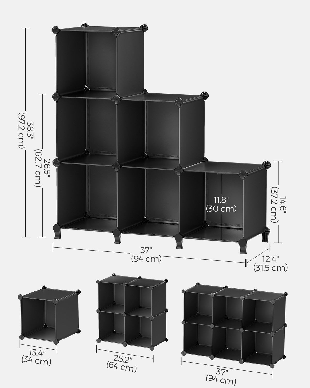 6 Cube Storage Organizer with Feet and Rubber Mallet