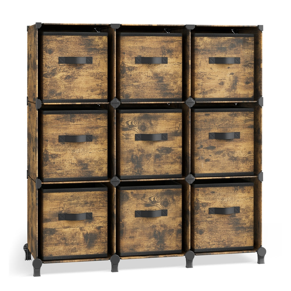 Cube Storage Organizer with Storage Boxes - Set of 6 - Rustic Brown (ULPC092K01)