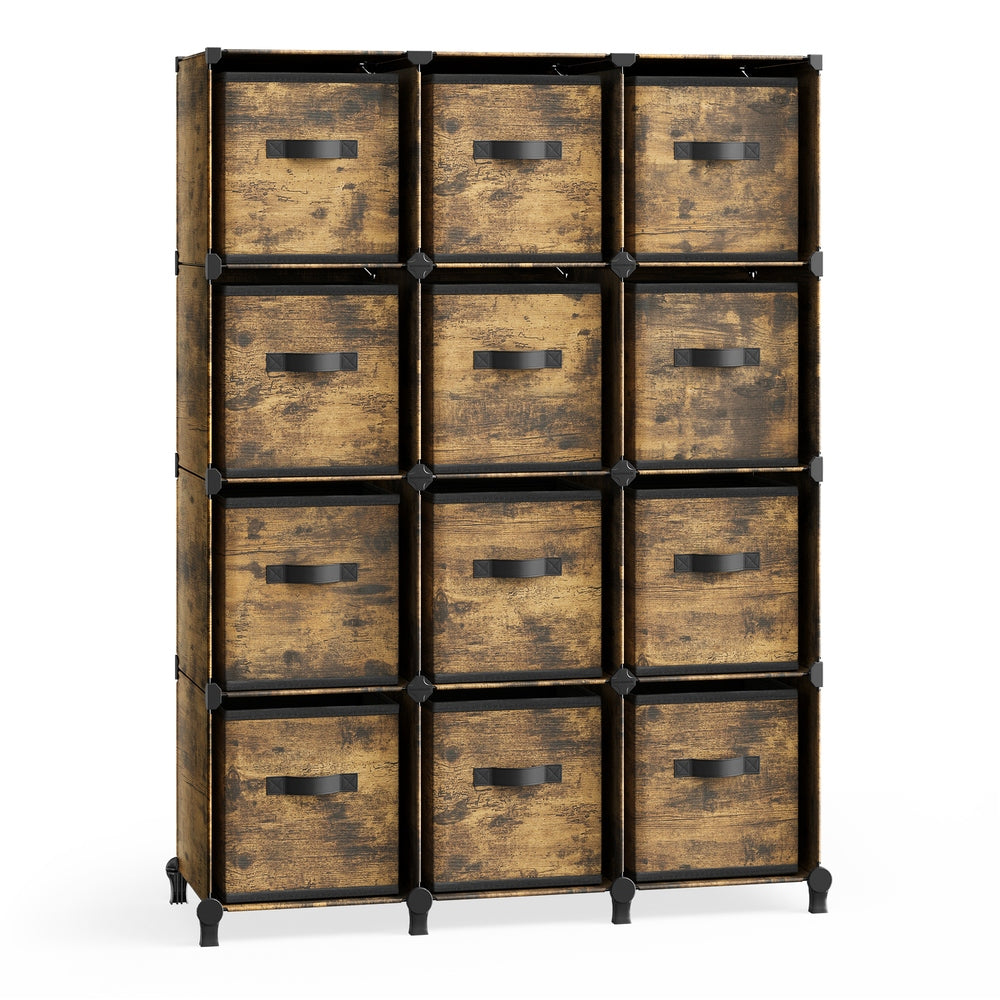 Cube Storage Organizer with Storage Boxes - Set of 6 - Rustic Brown (ULPC122K01)