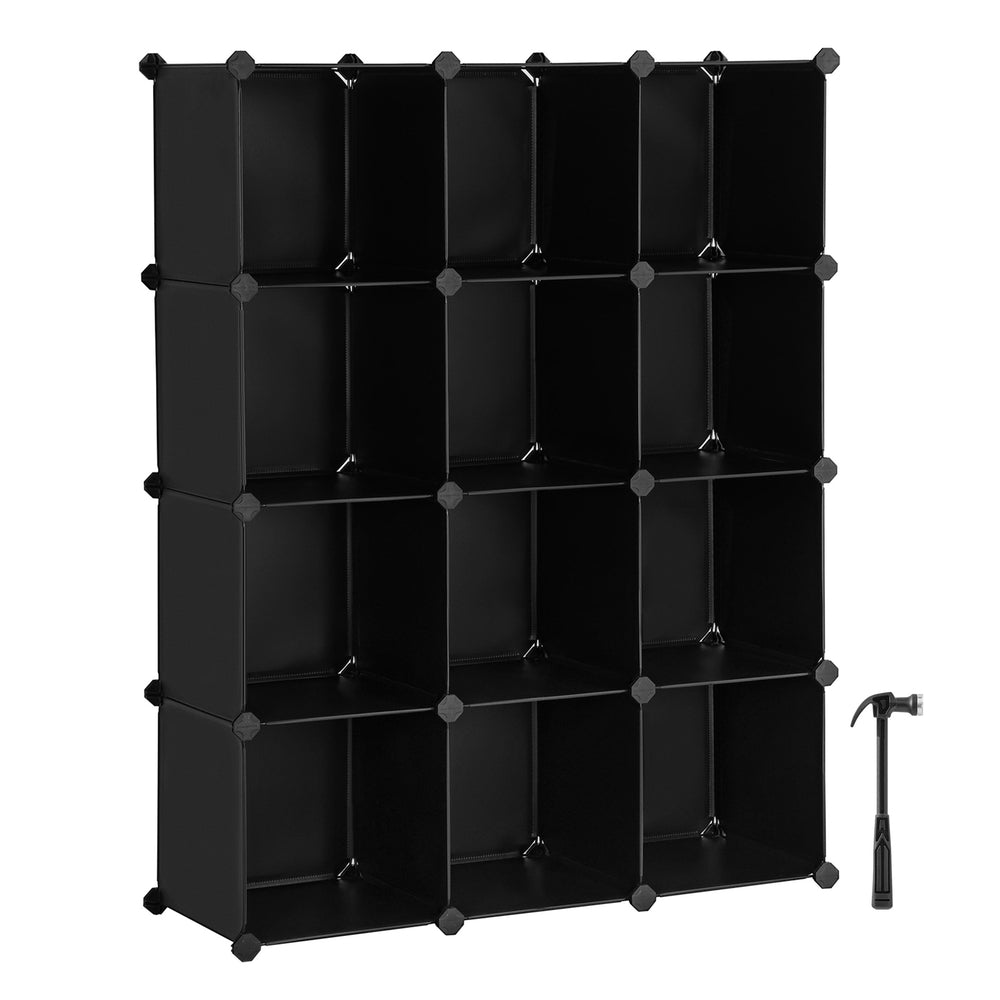 Set of 12 Plastic Cubes Storage Organizer - Black - 12.2”D x 36.6”W x 48.4”H