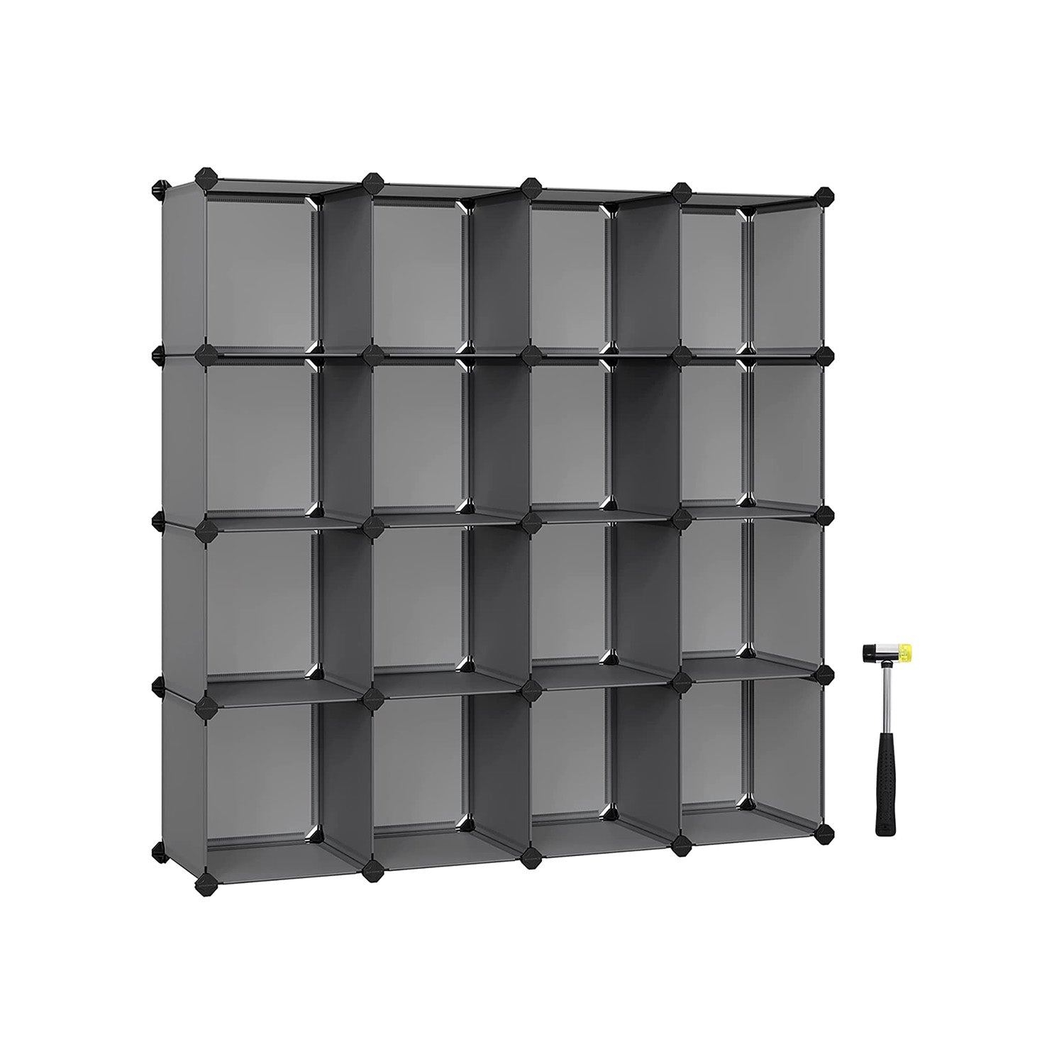 Set of 12 Plastic Cubes Storage Organizer - Gray - 12.2”D x 48.4”W x 48.4”H