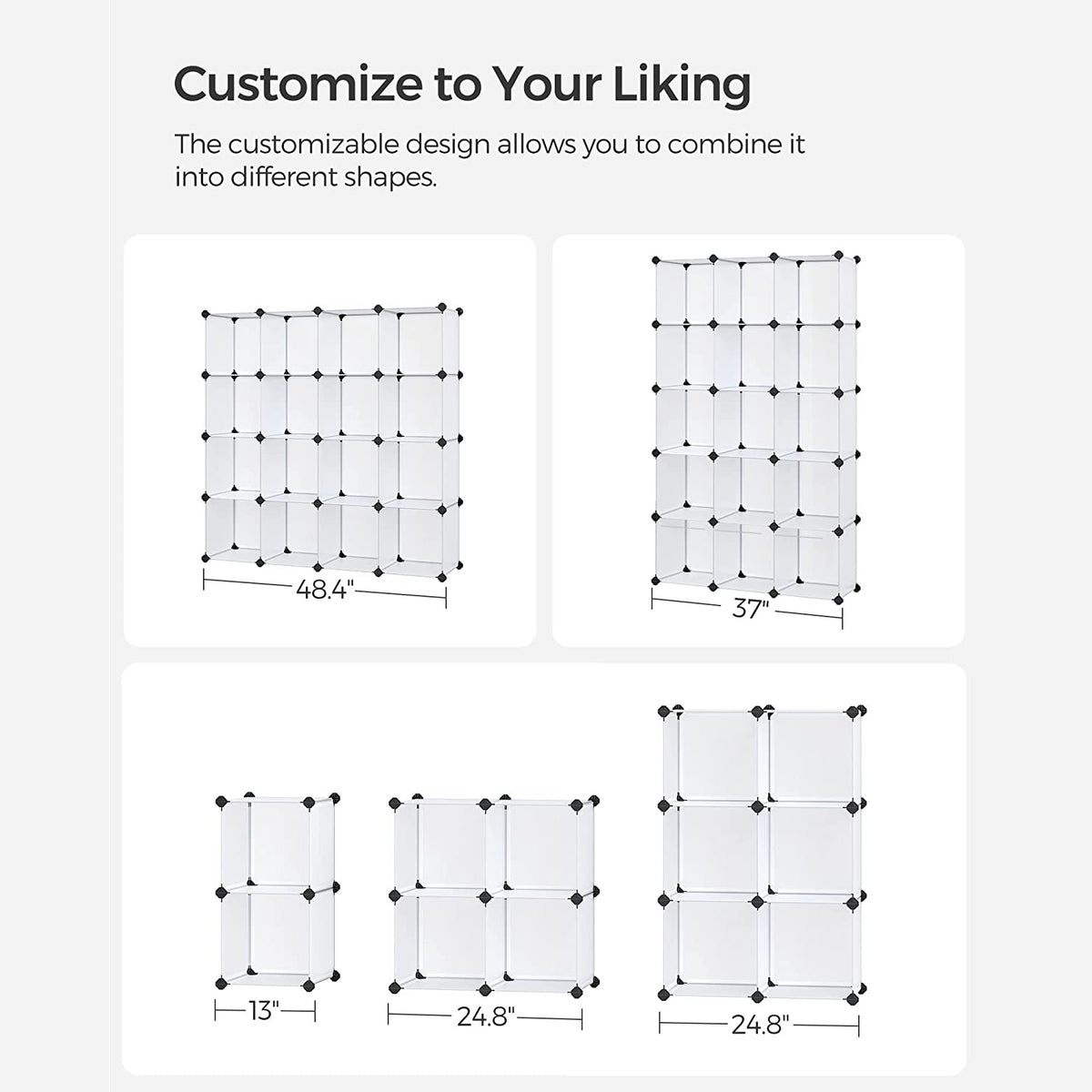 Plastic Cube Storage Organizer - Modular - Set of 12