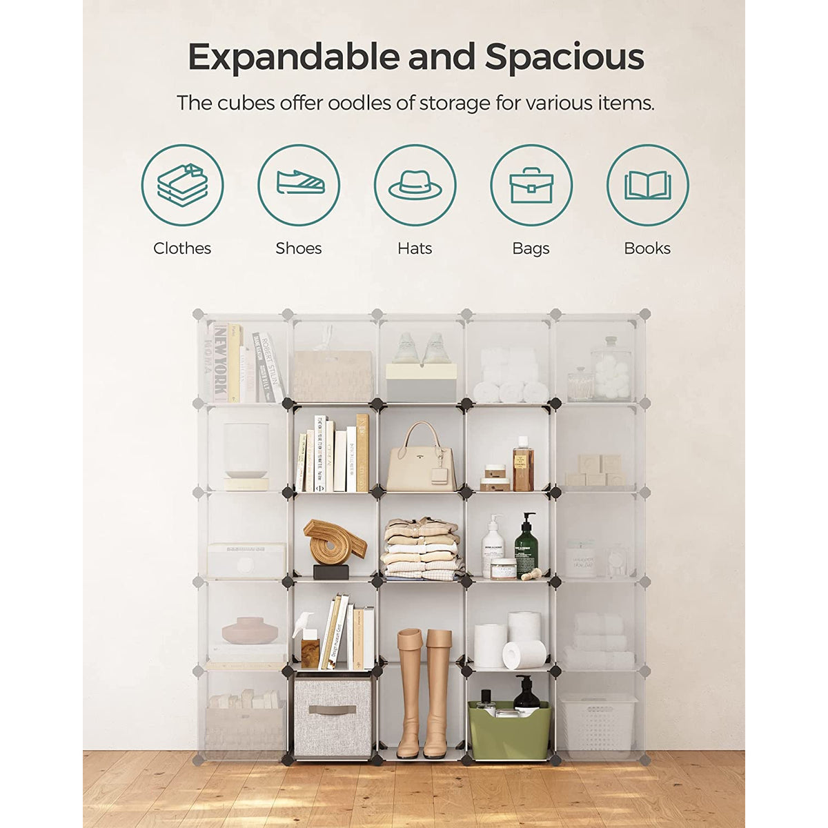 Plastic Cube Storage Organizer - Modular - Set of 12