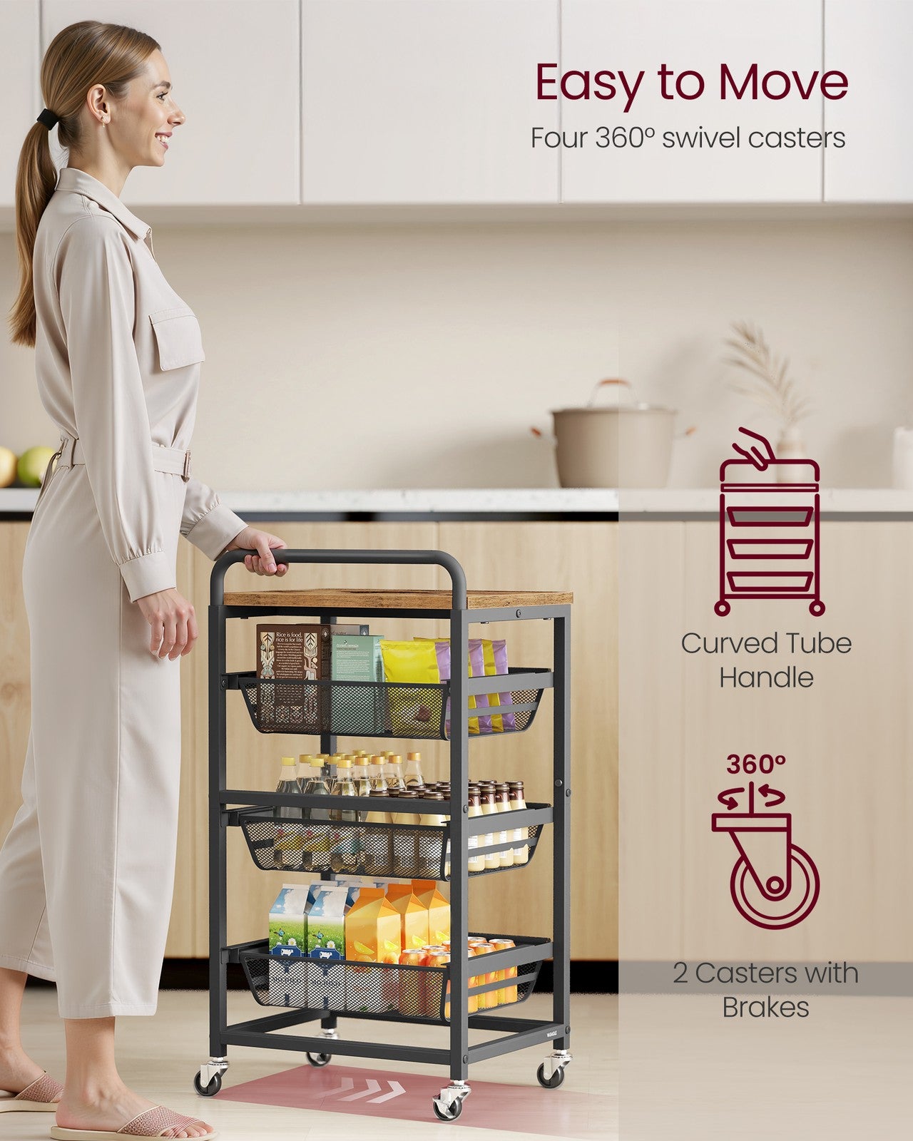 Storage Cart with Pull-Out Baskets