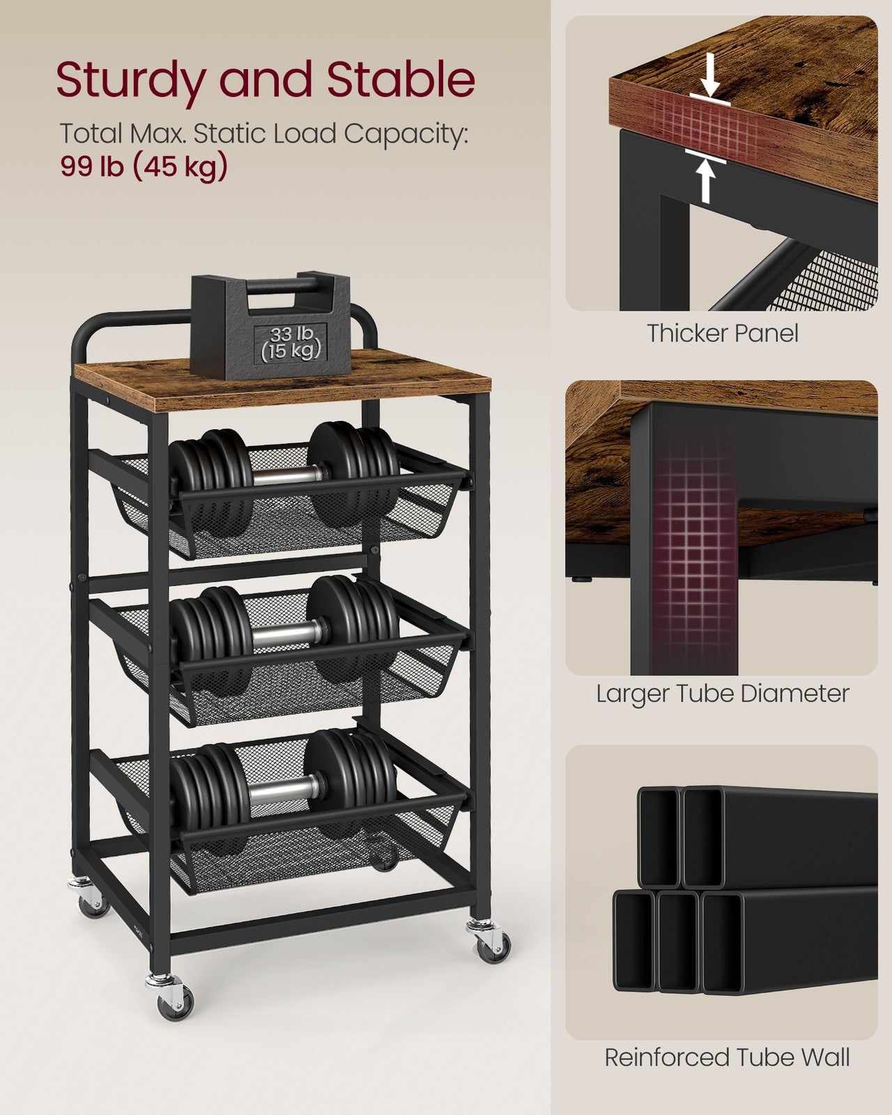 Storage Cart with Pull-Out Baskets