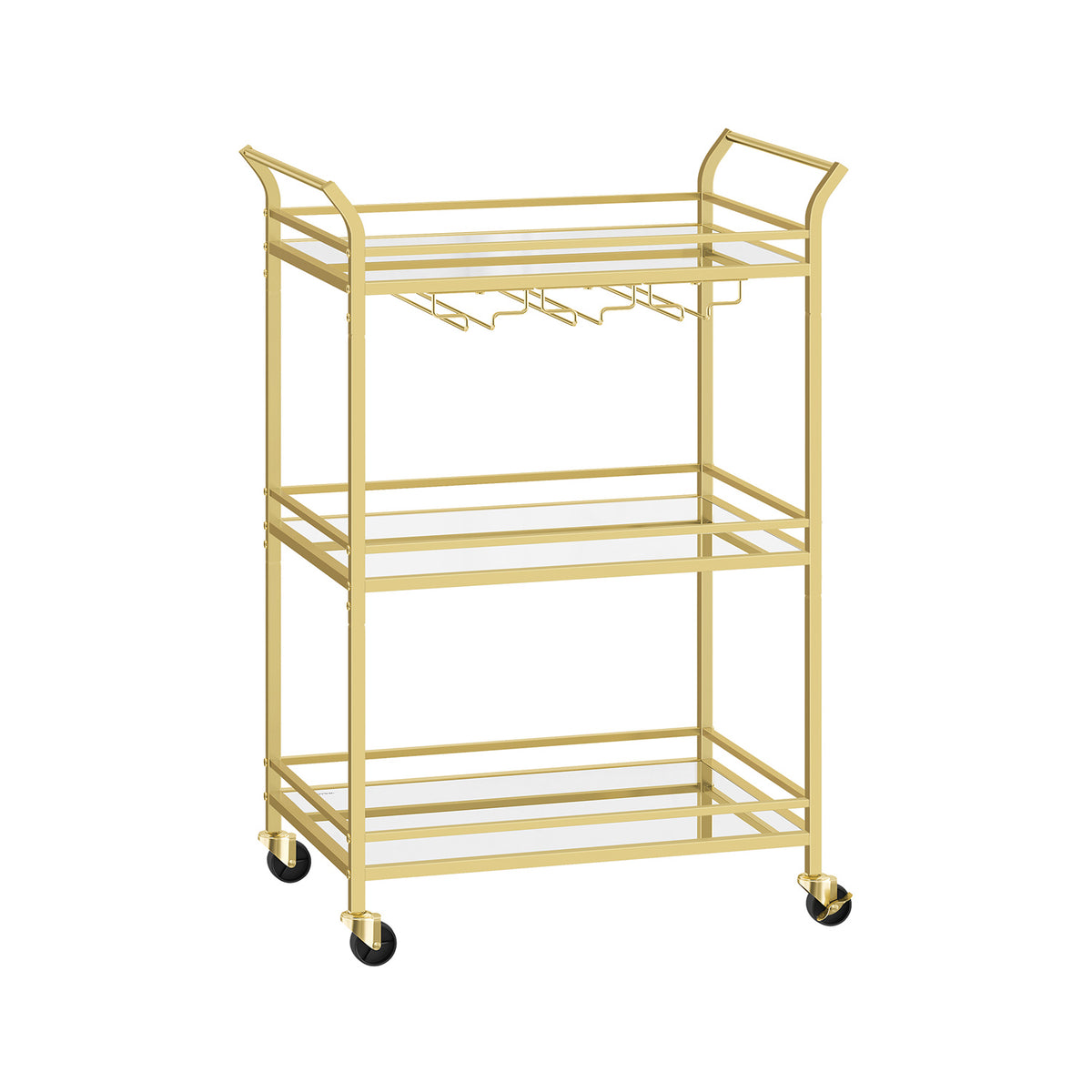Home Bar Serving Cart with 3-Tier Shelf - Gold