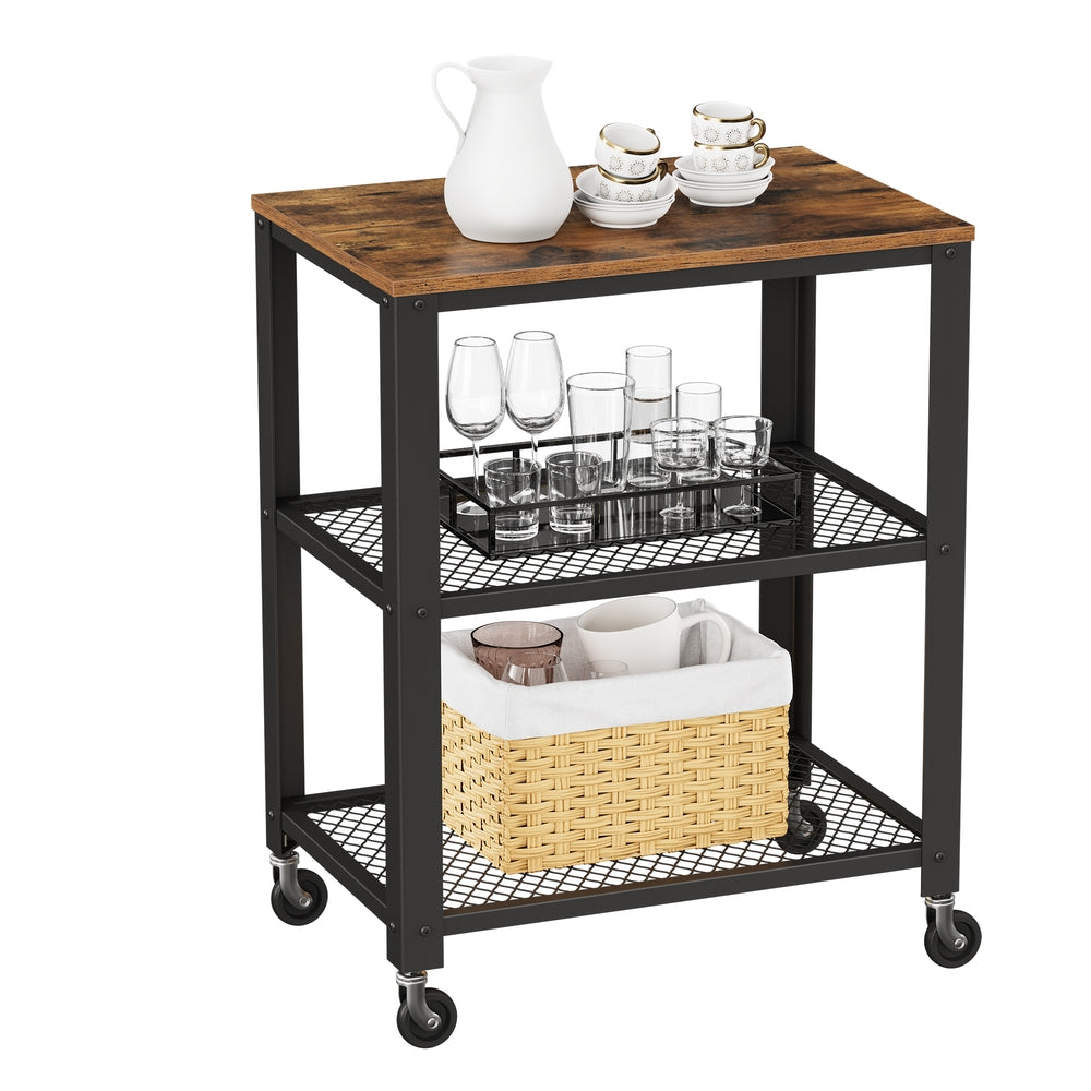 Industrial Brown Serving Cart with Shelve