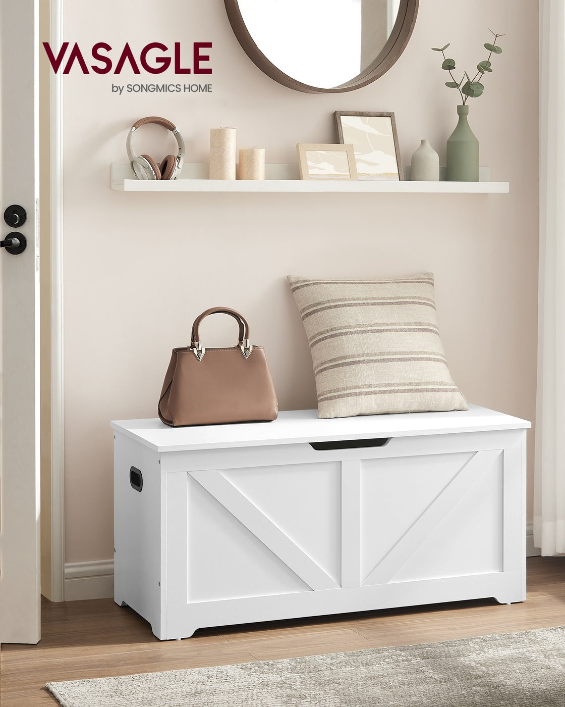 Storage Trunk - 2 Safety Hinges - Barn Style Bench