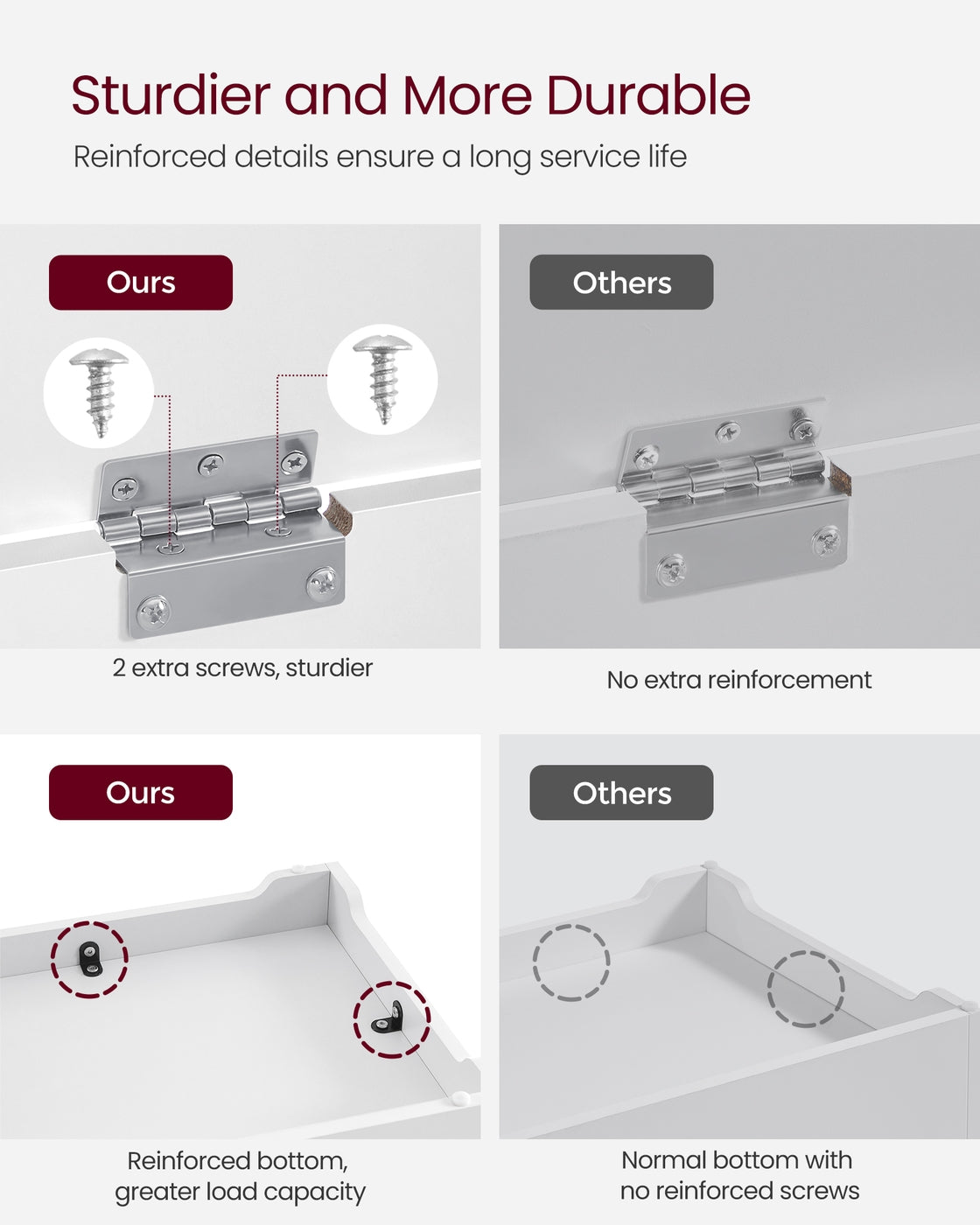 Storage Trunk - 2 Safety Hinges - Barn Style Bench