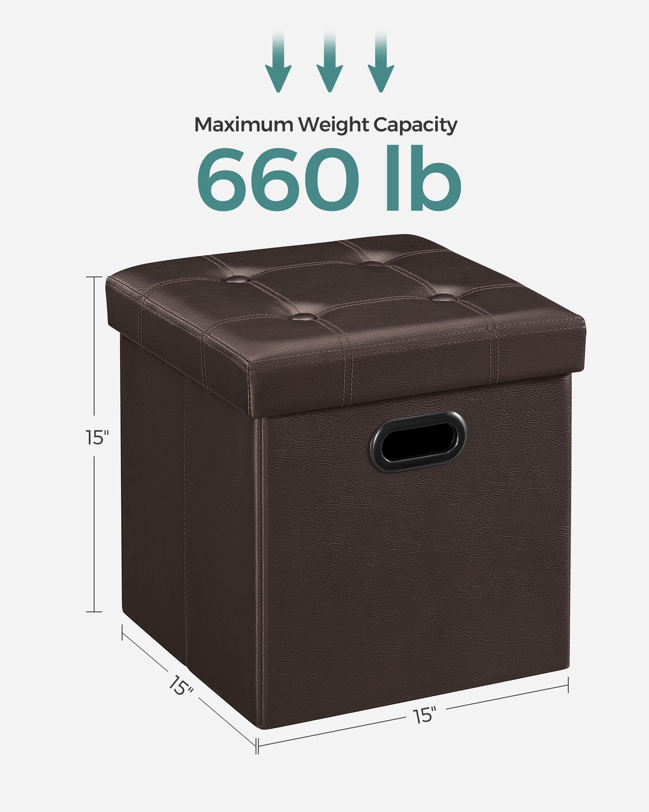 Storage Ottoman Footstool with Grommet Handles for Living Room