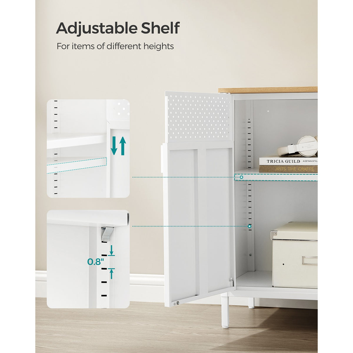 Storage Sideboard - Adjustable Shelves - Steel Frame