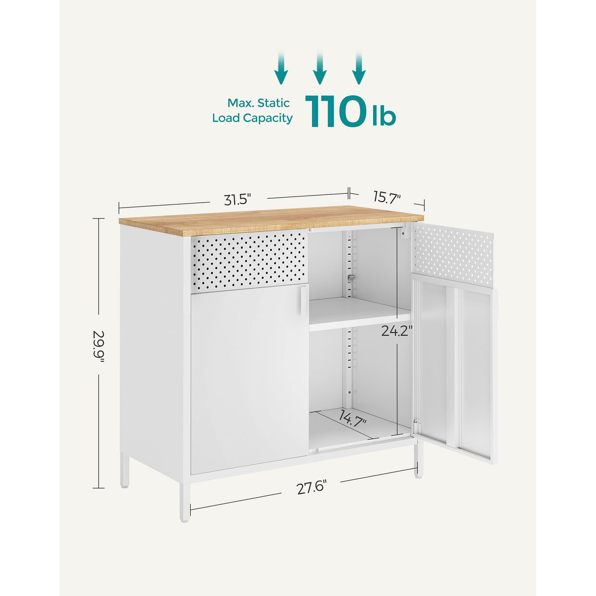 Storage Sideboard - Adjustable Shelves - Steel Frame