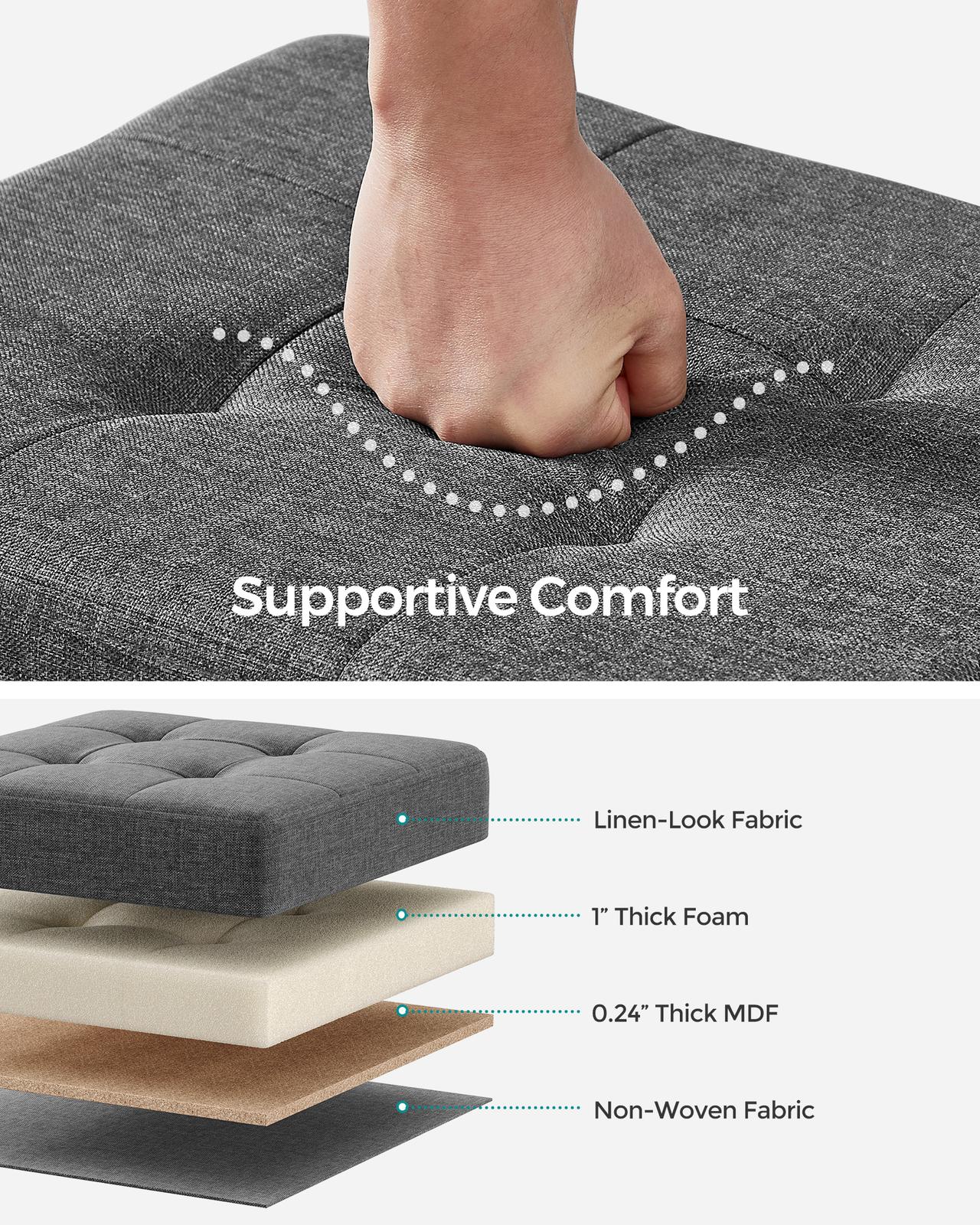 Small Ottoman Foot Rest with Legs - Dark Gray