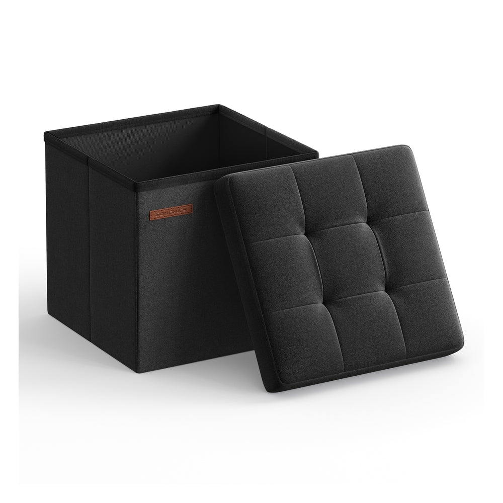 11.8 Inches Small Folding Storage Ottoman Cube Ink Black - Ink Black