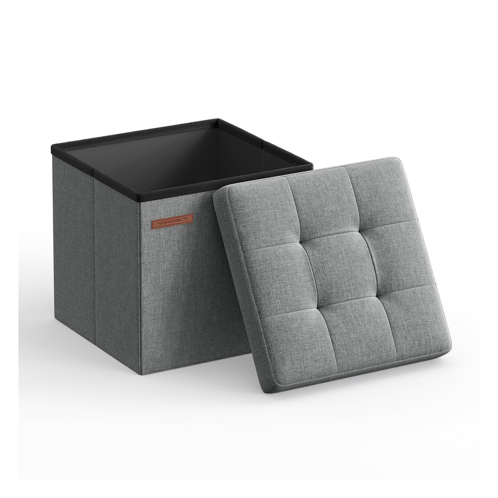 11.8 Inches Small Folding Storage Ottoman Cube Ink Black - Light Gray