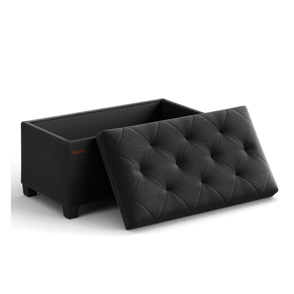 Storage Ottoman Bench with Legs - Load Up to 660 Lb Ink Black - Ink Black - 15.7"D x 30"W x 15.7"H