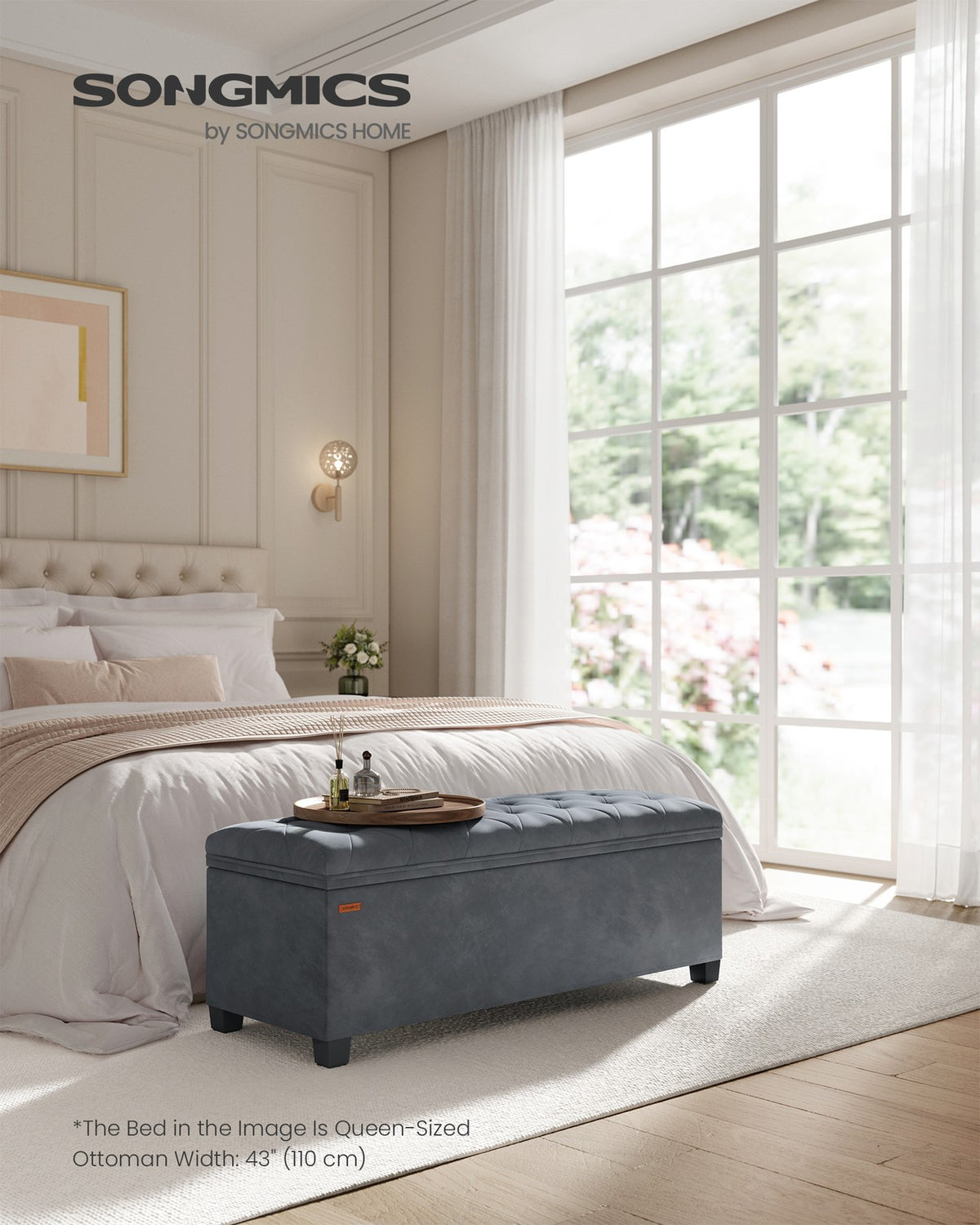 Storage Ottoman Bench - Foot Rest with Legs