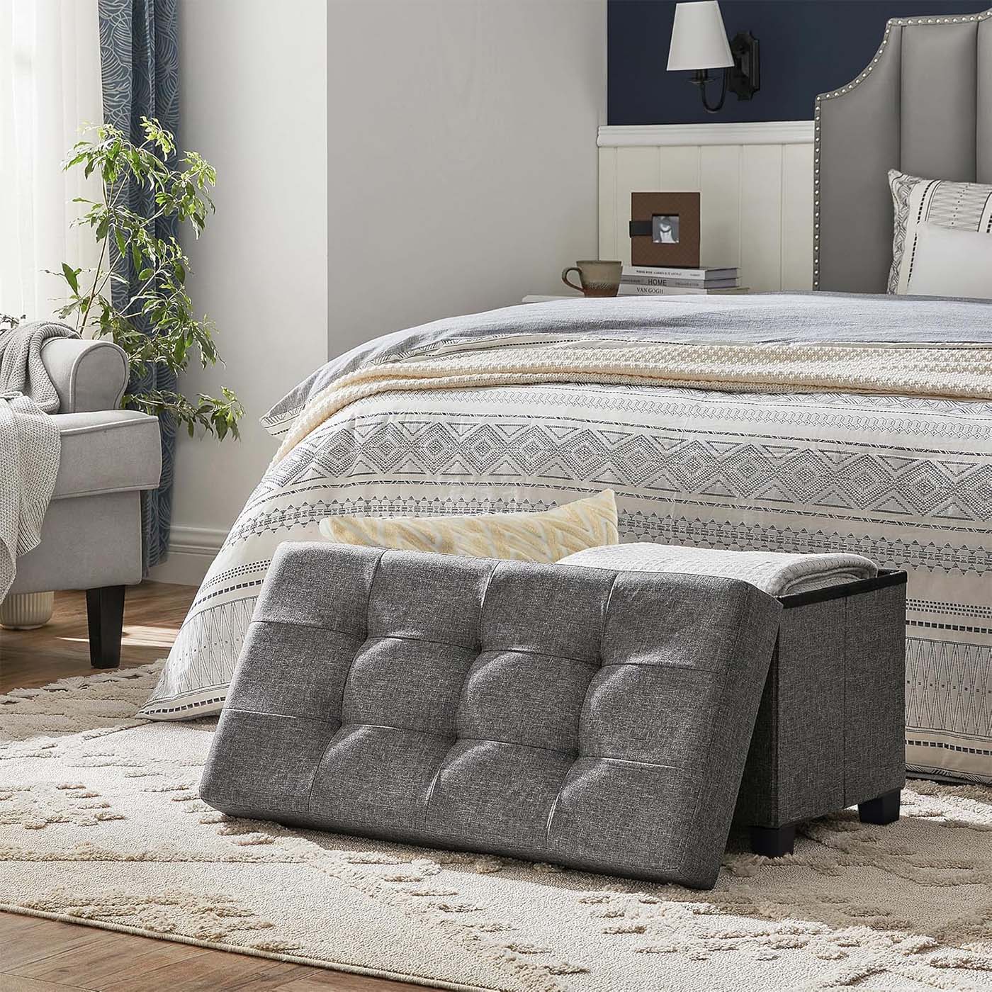 Storage Ottoman - Bedroom Bench with Storage - Foot Stool - 15 x 30 x 15.7 Inches