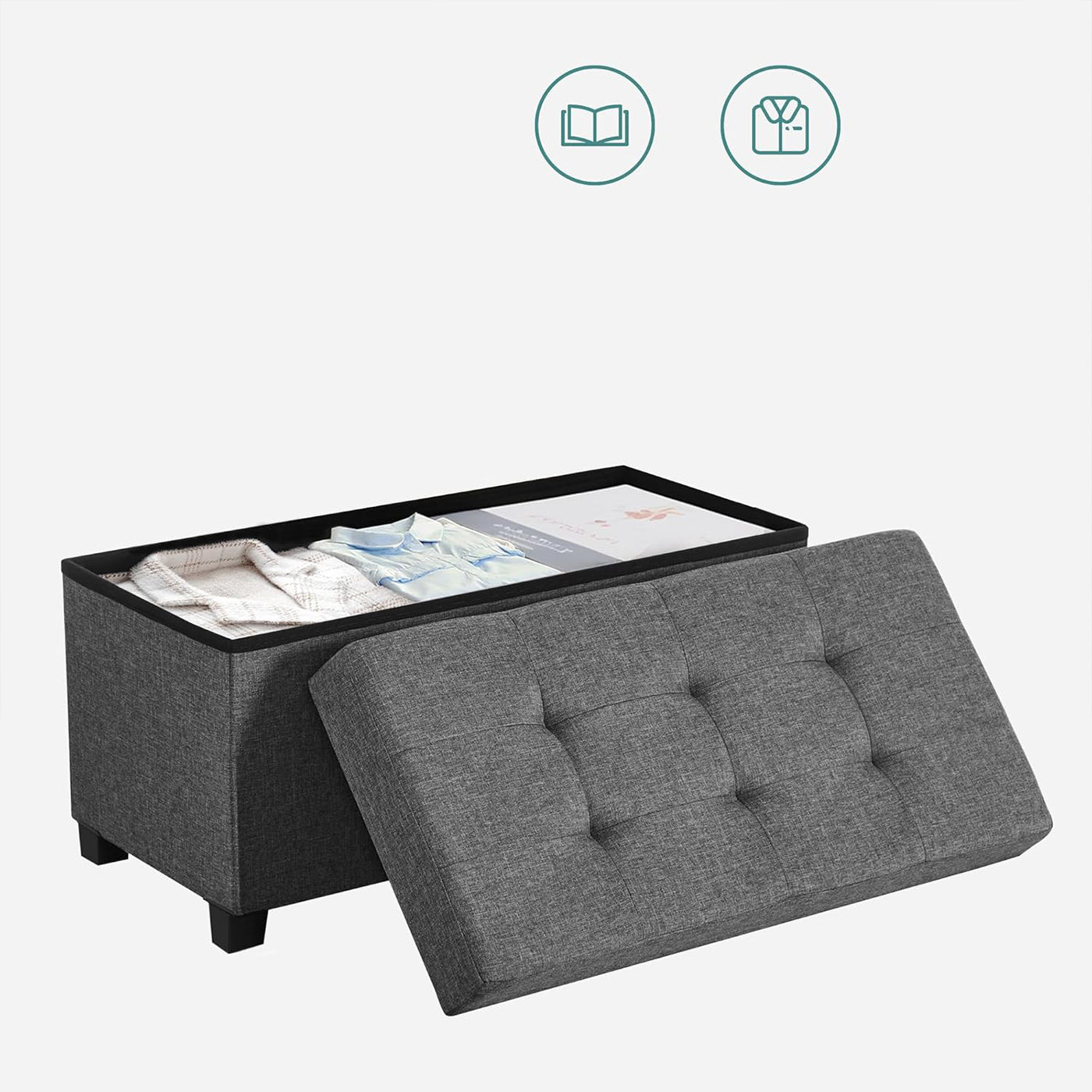 Storage Ottoman - Bedroom Bench with Storage - Foot Stool - 15 x 30 x 15.7 Inches
