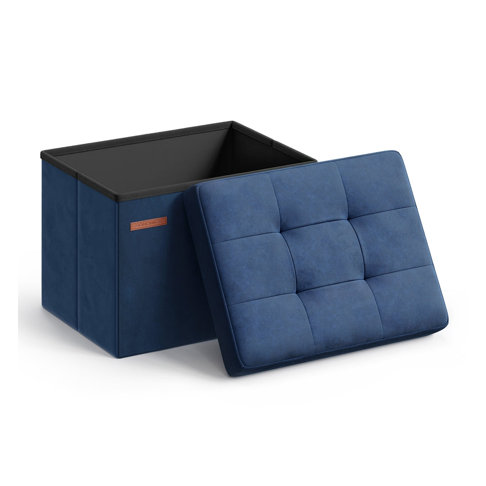 12.2 x 16.1 Inches Small Ottoman Foot Rest with Storage - Load Up to 286 Lb Slate Gray - Midnight Blue - 12.2"D x 16.1"W x 12.2"H
