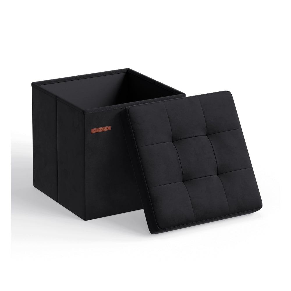 12.2 x 16.1 Inches Small Ottoman Foot Rest with Storage - Load Up to 286 Lb Slate Gray - Ink Black - 15"D x 15"W x 15"H