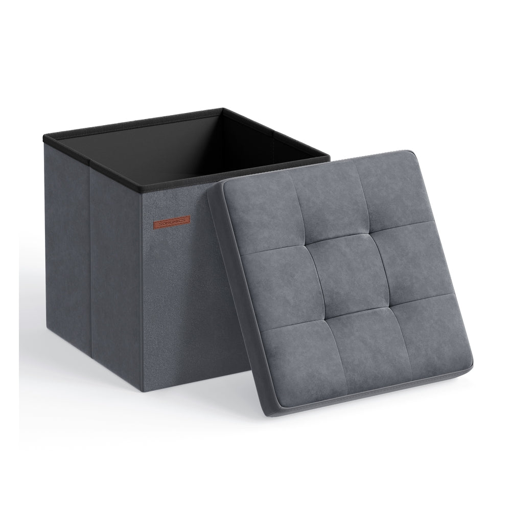 12.2 x 16.1 Inches Small Ottoman Foot Rest with Storage - Load Up to 286 Lb Slate Gray - Slate Gray - 15"D x 15"W x 15"H
