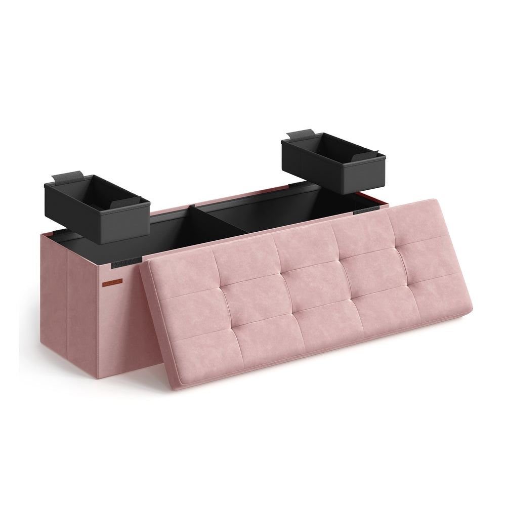 MAZIE Collection - 15 x 30 x 15 Inches Storage Ottoman Bench with Storage Chest - Load Up to 660 Lb Ink - Jelly Pink - 15"D x 43"W x 15"H