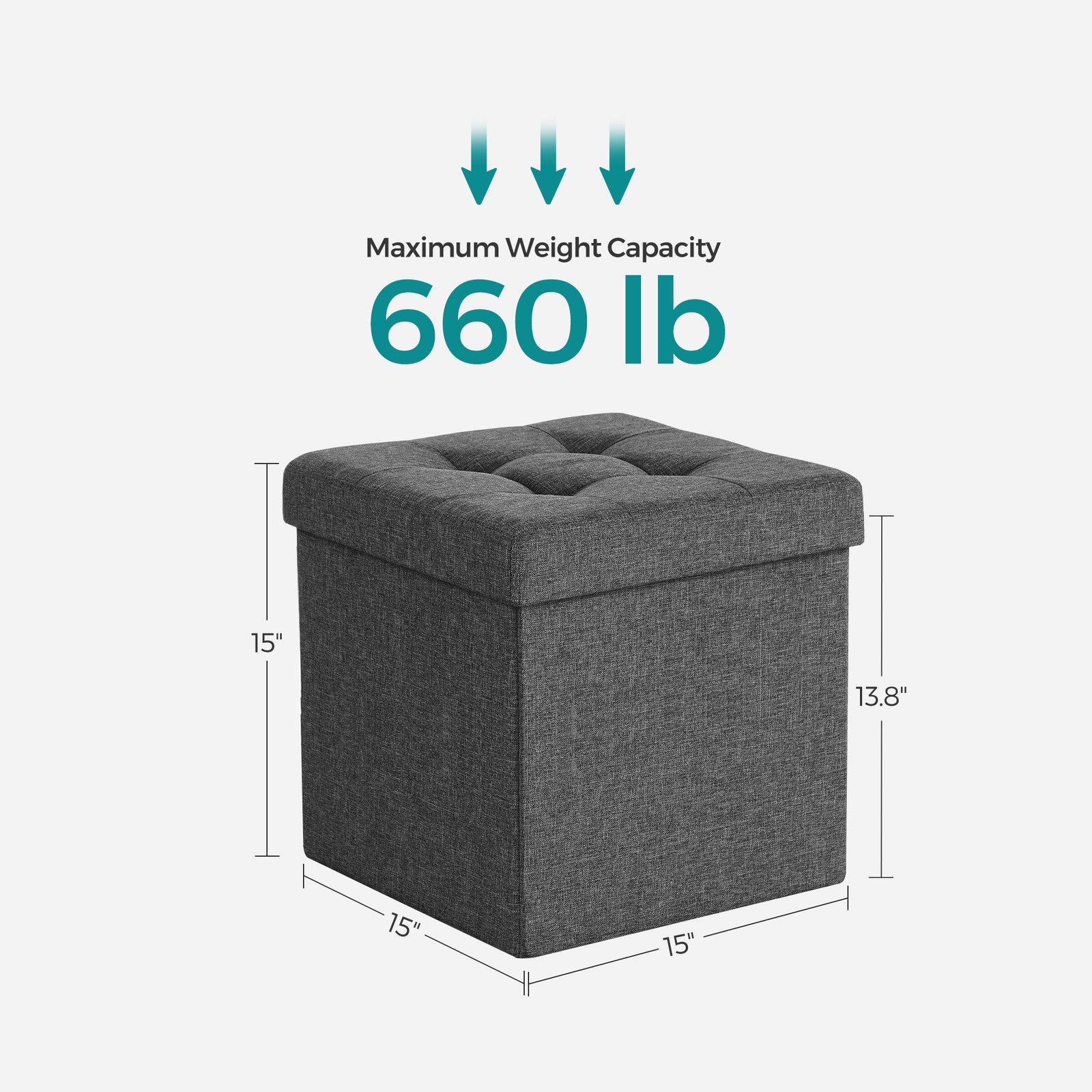 15 Inches Folding Storage Ottoman Bench