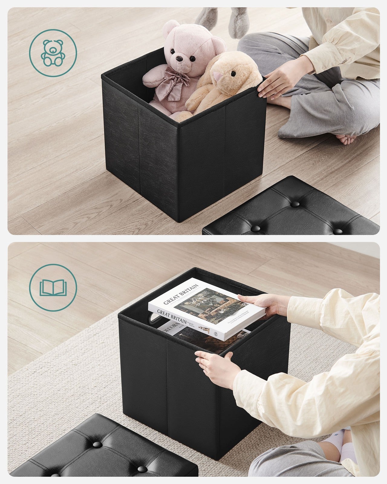 15 Inches Ottoman with Storage