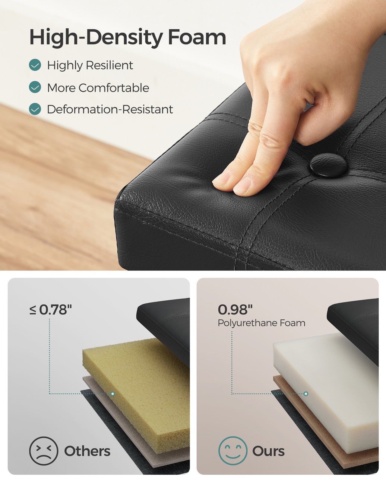 15 Inches Ottoman with Storage