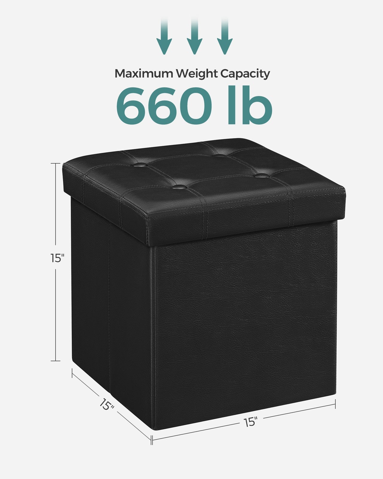 15 Inches Ottoman with Storage