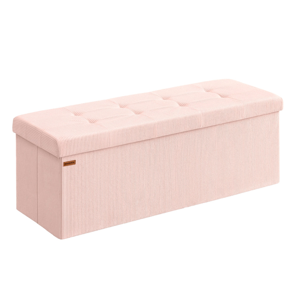 MAZIE Collection - Foldable Storage Ottoman Bench with Foot Rest Moonlight Green - Jelly Pink