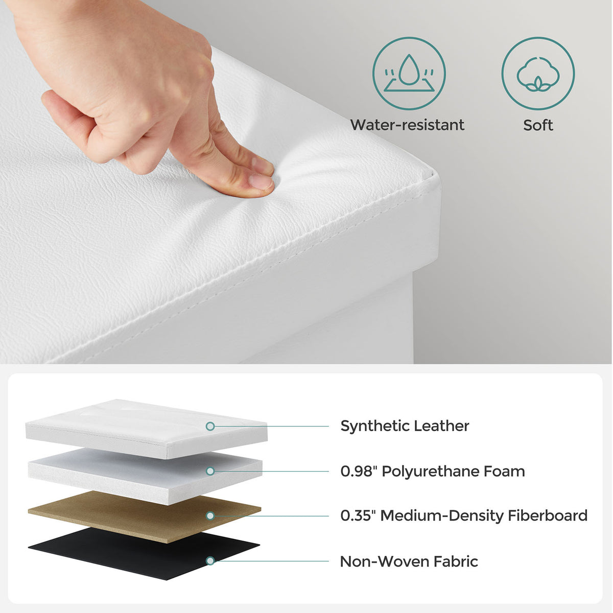MAZIE Collection - 43 Inches Folding Storage Ottoman Bench with Flipping Lid